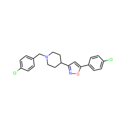 Clc1ccc(CN2CCC(c3cc(-c4ccc(Cl)cc4)on3)CC2)cc1 ZINC000013755889