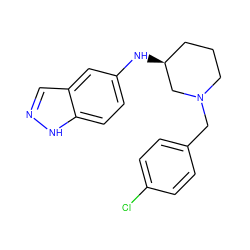 Clc1ccc(CN2CCC[C@H](Nc3ccc4[nH]ncc4c3)C2)cc1 ZINC000028642356