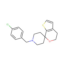 Clc1ccc(CN2CCC3(CC2)OCCc2ccsc23)cc1 ZINC000538712992