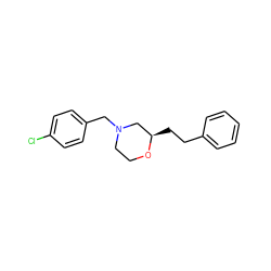 Clc1ccc(CN2CCO[C@H](CCc3ccccc3)C2)cc1 ZINC000206689591