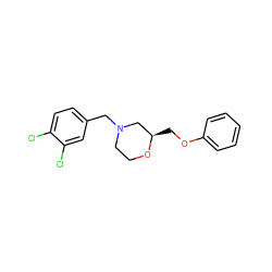 Clc1ccc(CN2CCO[C@H](COc3ccccc3)C2)cc1Cl ZINC000653725352