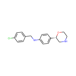 Clc1ccc(CNc2ccc([C@H]3CNCCO3)cc2)cc1 ZINC000149963574