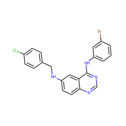 Clc1ccc(CNc2ccc3ncnc(Nc4cccc(Br)c4)c3c2)cc1 ZINC000073197781