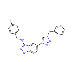 Clc1ccc(CNc2n[nH]c3ccc(-c4cn(Cc5ccccc5)nn4)cc23)cc1 ZINC000147811919