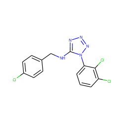 Clc1ccc(CNc2nnnn2-c2cccc(Cl)c2Cl)cc1 ZINC000071341153