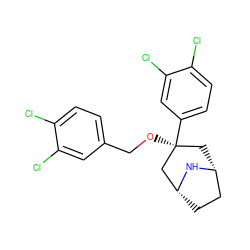 Clc1ccc(CO[C@]2(c3ccc(Cl)c(Cl)c3)C[C@@H]3CC[C@H](C2)N3)cc1Cl ZINC000101300709