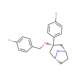 Clc1ccc(CO[C@]2(c3ccc(Cl)cc3)C[C@@H]3CC[C@H](C2)N3)cc1 ZINC000101300628