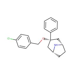 Clc1ccc(CO[C@]2(c3ccccc3)C[C@@H]3CC[C@H](C2)N3)cc1 ZINC000101300569