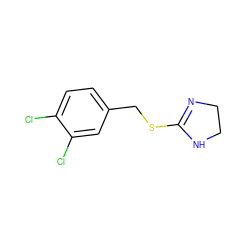 Clc1ccc(CSC2=NCCN2)cc1Cl ZINC000001602665