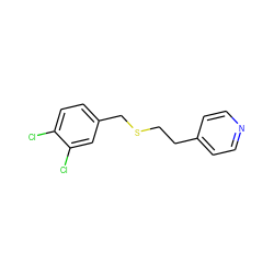 Clc1ccc(CSCCc2ccncc2)cc1Cl ZINC000001768338