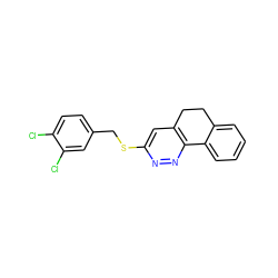 Clc1ccc(CSc2cc3c(nn2)-c2ccccc2CC3)cc1Cl ZINC000006243046