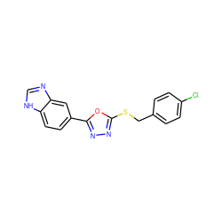 Clc1ccc(CSc2nnc(-c3ccc4[nH]cnc4c3)o2)cc1 ZINC000116896083