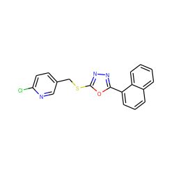 Clc1ccc(CSc2nnc(-c3cccc4ccccc34)o2)cn1 ZINC000064436619