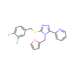 Clc1ccc(CSc2nnc(-c3ccccn3)n2Cc2ccco2)cc1Cl ZINC000061945372