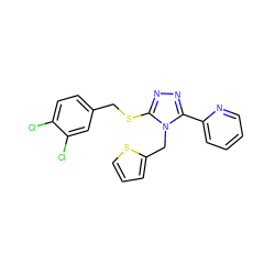 Clc1ccc(CSc2nnc(-c3ccccn3)n2Cc2cccs2)cc1Cl ZINC000061945366