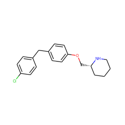 Clc1ccc(Cc2ccc(OC[C@H]3CCCCN3)cc2)cc1 ZINC000049784577