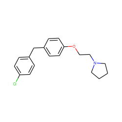 Clc1ccc(Cc2ccc(OCCN3CCCC3)cc2)cc1 ZINC000013805429