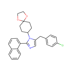 Clc1ccc(Cc2cnc(-c3cccc4ccccc34)n2C2CCC3(CC2)OCCO3)cc1 ZINC000040391917