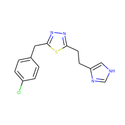 Clc1ccc(Cc2nnc(CCc3c[nH]cn3)s2)cc1 ZINC000027890329