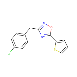 Clc1ccc(Cc2noc(-c3cccs3)n2)cc1 ZINC000000440561