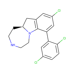 Clc1ccc(Cl)c(-c2cc(Cl)cc3c2N2CCNCC[C@H]2C3)c1 ZINC000013535530