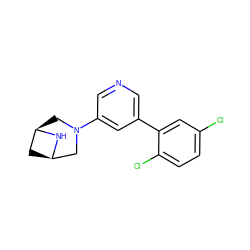 Clc1ccc(Cl)c(-c2cncc(N3C[C@@H]4C[C@H](C3)N4)c2)c1 ZINC000473151864