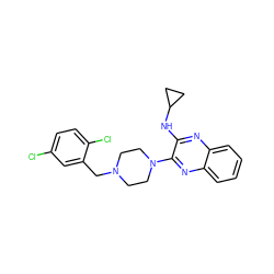 Clc1ccc(Cl)c(CN2CCN(c3nc4ccccc4nc3NC3CC3)CC2)c1 ZINC000144519513