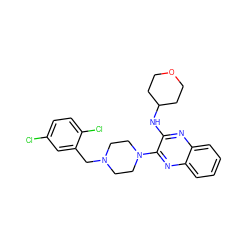 Clc1ccc(Cl)c(CN2CCN(c3nc4ccccc4nc3NC3CCOCC3)CC2)c1 ZINC000144354030