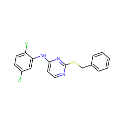 Clc1ccc(Cl)c(Nc2ccnc(SCc3ccccc3)n2)c1 ZINC000001679759