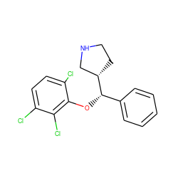 Clc1ccc(Cl)c(O[C@@H](c2ccccc2)[C@H]2CCNC2)c1Cl ZINC000095587482