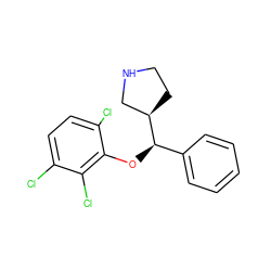 Clc1ccc(Cl)c(O[C@H](c2ccccc2)[C@@H]2CCNC2)c1Cl ZINC000095587925