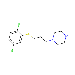 Clc1ccc(Cl)c(SCCCN2CCNCC2)c1 ZINC000019366475