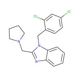 Clc1ccc(Cn2c(CN3CCCC3)nc3ccccc32)c(Cl)c1 ZINC000039916845