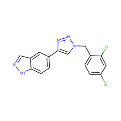 Clc1ccc(Cn2cc(-c3ccc4[nH]ncc4c3)nn2)c(Cl)c1 ZINC000147316620