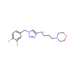 Clc1ccc(Cn2cc(NCCCN3CCOCC3)nn2)cc1Cl ZINC000209697275