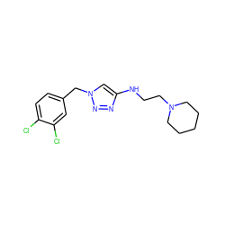 Clc1ccc(Cn2cc(NCCN3CCCCC3)nn2)cc1Cl ZINC000143091187