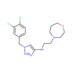 Clc1ccc(Cn2cc(NCCN3CCCOCC3)nn2)cc1Cl ZINC000209672948