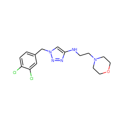 Clc1ccc(Cn2cc(NCCN3CCOCC3)nn2)cc1Cl ZINC000209660823