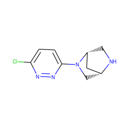 Clc1ccc(N2C[C@@H]3C[C@H]2CN3)nn1 ZINC000013491007