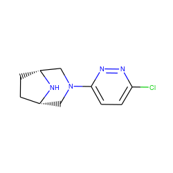 Clc1ccc(N2C[C@@H]3CC[C@H](C2)N3)nn1 ZINC000000007429