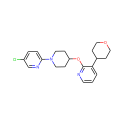 Clc1ccc(N2CCC(Oc3ncccc3C3CCOCC3)CC2)nc1 ZINC000096169006