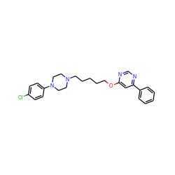 Clc1ccc(N2CCN(CCCCCOc3cc(-c4ccccc4)ncn3)CC2)cc1 ZINC001772593539