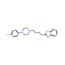 Clc1ccc(N2CCN(CCCCc3nc4ccccc4o3)CC2)cc1 ZINC000169350281