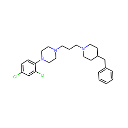 Clc1ccc(N2CCN(CCCN3CCC(Cc4ccccc4)CC3)CC2)c(Cl)c1 ZINC000653737459