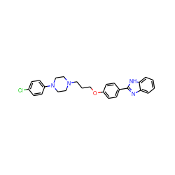 Clc1ccc(N2CCN(CCCOc3ccc(-c4nc5ccccc5[nH]4)cc3)CC2)cc1 ZINC000026575057