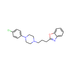 Clc1ccc(N2CCN(CCCc3nc4ccccc4o3)CC2)cc1 ZINC000169350445