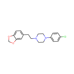 Clc1ccc(N2CCN(CCc3ccc4c(c3)OCO4)CC2)cc1 ZINC000095564699