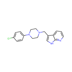 Clc1ccc(N2CCN(Cc3c[nH]c4ncccc34)CC2)cc1 ZINC000095803215