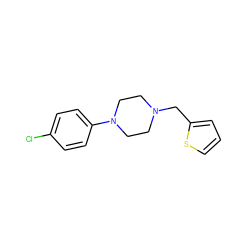 Clc1ccc(N2CCN(Cc3cccs3)CC2)cc1 ZINC000055543184