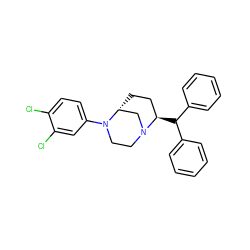 Clc1ccc(N2CCN3C[C@H]2CC[C@H]3C(c2ccccc2)c2ccccc2)cc1Cl ZINC000036271493